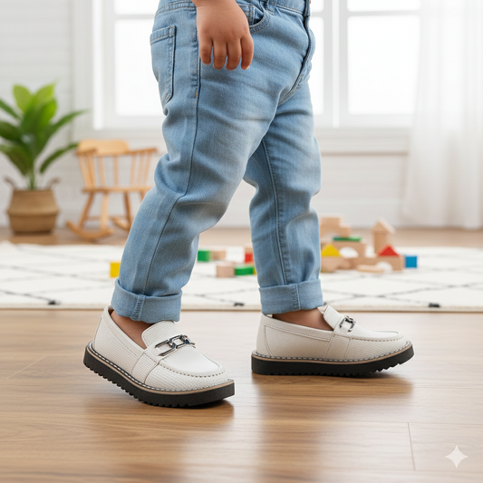 BOYS LOAFERS KF10037-WHITE