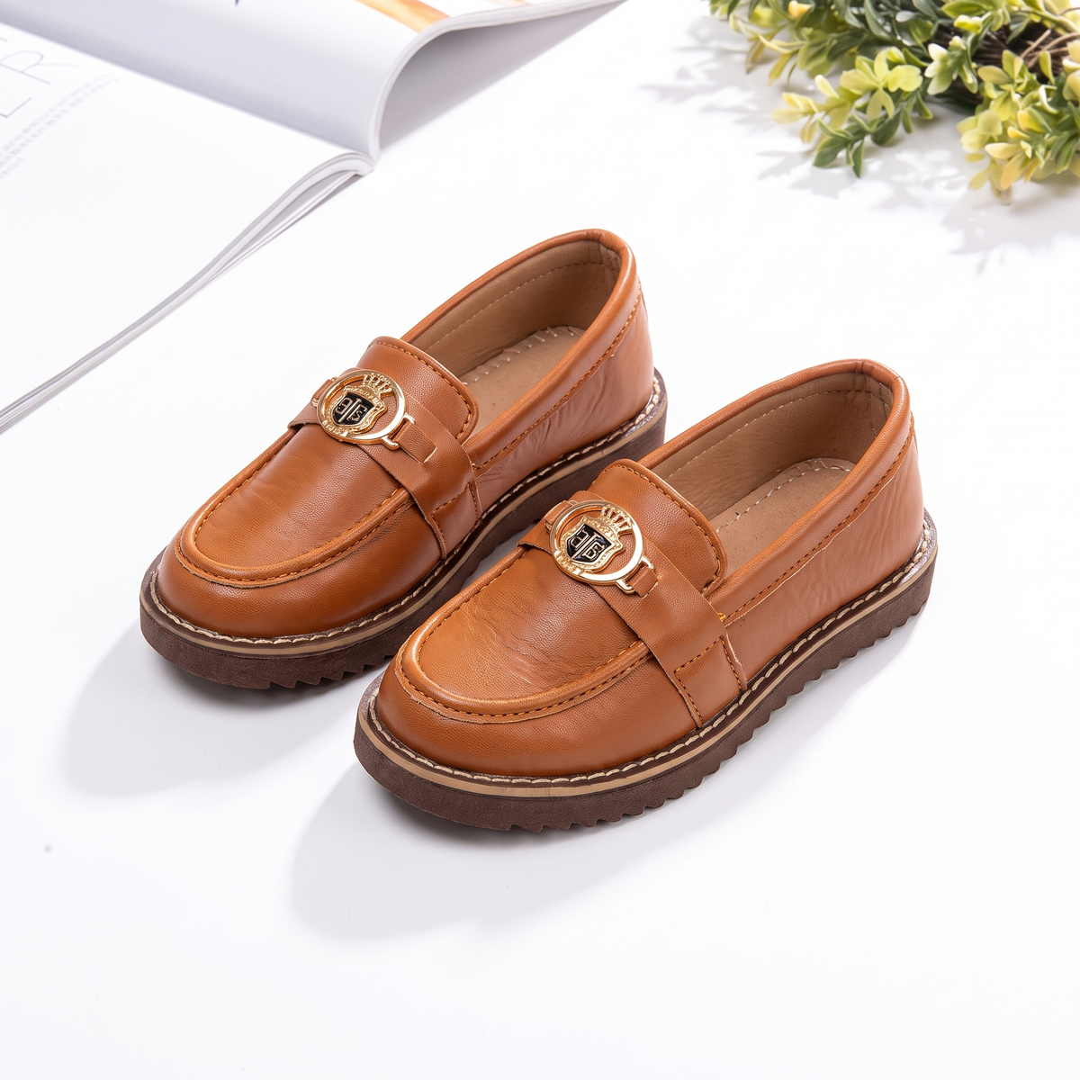 BOYS LOAFERS KF-10097-BROWN